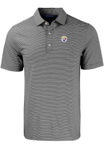 Cutter and Buck Pittsburgh Steelers Mens Black Forge Double Stripe Short Sleeve Polo