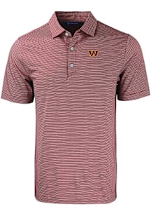 Cutter and Buck Washington Commanders Mens Maroon Forge Double Stripe Short Sleeve Polo
