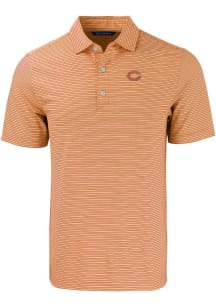 Cutter and Buck Chicago Bears Mens Orange Forge Double Stripe Short Sleeve Polo