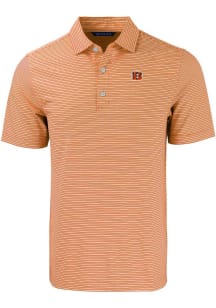 Cutter and Buck Cincinnati Bengals Mens Orange Forge Double Stripe Short Sleeve Polo