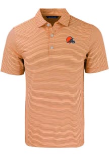 Cutter and Buck Cleveland Browns Mens Orange Forge Double Stripe Short Sleeve Polo