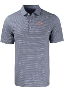 Cutter and Buck Chicago Bears Mens Navy Blue Forge Double Stripe Short Sleeve Polo