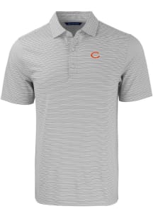 Cutter and Buck Chicago Bears Mens Grey Forge Double Stripe C Logo Short Sleeve Polo