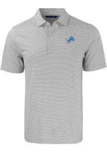 Cutter and Buck Detroit Lions Mens Grey Forge Double Stripe Short Sleeve Polo