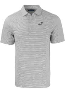 Cutter and Buck Philadelphia Eagles Mens Grey Forge Double Stripe Short Sleeve Polo