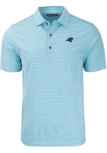Cutter and Buck Carolina Panthers Mens Light Blue Forge Heather Stripe Short Sleeve Polo