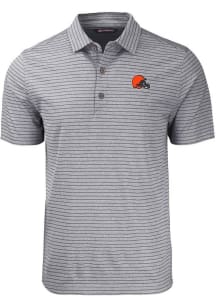 Cutter and Buck Cleveland Browns Mens Black Forge Heather Stripe Short Sleeve Polo