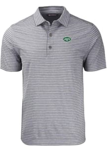 Cutter and Buck New York Jets Mens Black Forge Heather Stripe Short Sleeve Polo