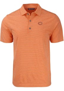 Cutter and Buck Chicago Bears Mens Orange Forge Heather Stripe Short Sleeve Polo