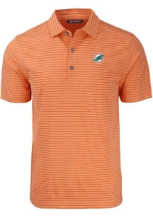 Cutter and Buck Miami Dolphins Mens Orange Forge Heather Stripe Short Sleeve Polo