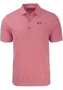 Cutter and Buck San Francisco 49ers Mens Red Forge Heather Stripe Short Sleeve Polo