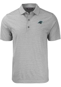 Cutter and Buck Carolina Panthers Mens Grey Forge Heather Stripe Short Sleeve Polo
