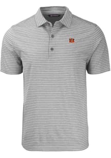 Cutter and Buck Cincinnati Bengals Mens Grey Forge Heather Stripe Short Sleeve Polo