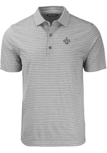 Cutter and Buck New Orleans Saints Mens Grey Forge Heather Stripe Short Sleeve Polo