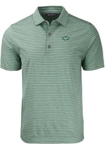 Cutter and Buck New York Jets Mens Green Forge Heather Stripe Short Sleeve Polo
