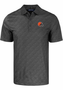 Cutter and Buck Cleveland Browns Mens Black Pike Pebble Short Sleeve Polo