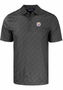 Cutter and Buck Pittsburgh Steelers Mens Black Pike Pebble Short Sleeve Polo