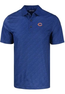 Cutter and Buck Chicago Bears Mens Navy Blue Pike Pebble Short Sleeve Polo