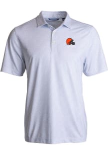 Cutter and Buck Cleveland Browns Mens White Pike Pebble Short Sleeve Polo