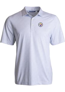Cutter and Buck Pittsburgh Steelers Mens White Pike Pebble Short Sleeve Polo