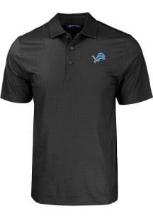 Cutter and Buck Detroit Lions Mens Black Pike Eco Geo Print Short Sleeve Polo