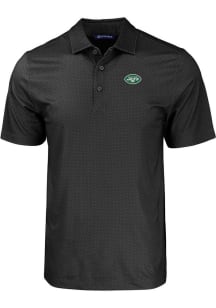 Cutter and Buck New York Jets Mens Black Pike Eco Geo Print Short Sleeve Polo