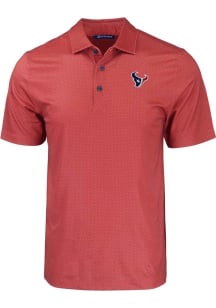 Cutter and Buck Houston Texans Mens Red Pike Eco Geo Print Short Sleeve Polo