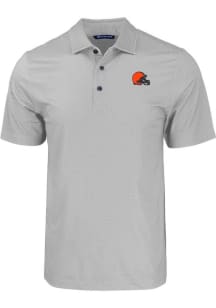 Cutter and Buck Cleveland Browns Mens Grey Pike Eco Geo Print Short Sleeve Polo