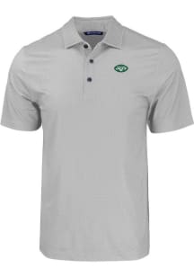 Cutter and Buck New York Jets Mens Grey Pike Eco Geo Print Short Sleeve Polo