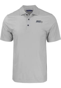 Cutter and Buck Seattle Seahawks Mens Grey Pike Eco Geo Print Short Sleeve Polo