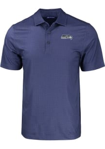Cutter and Buck Seattle Seahawks Mens Navy Blue Pike Eco Geo Print Short Sleeve Polo
