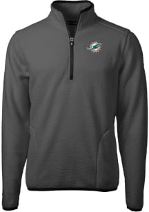 Cutter and Buck Miami Dolphins Mens Grey Cascade Sherpa Long Sleeve 1/4 Zip Pullover