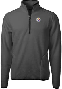 Cutter and Buck Pittsburgh Steelers Mens Grey Cascade Sherpa Long Sleeve 1/4 Zip Pullover