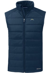 Cutter and Buck Los Angeles Chargers Mens Navy Blue Evoke Sleeveless Jacket
