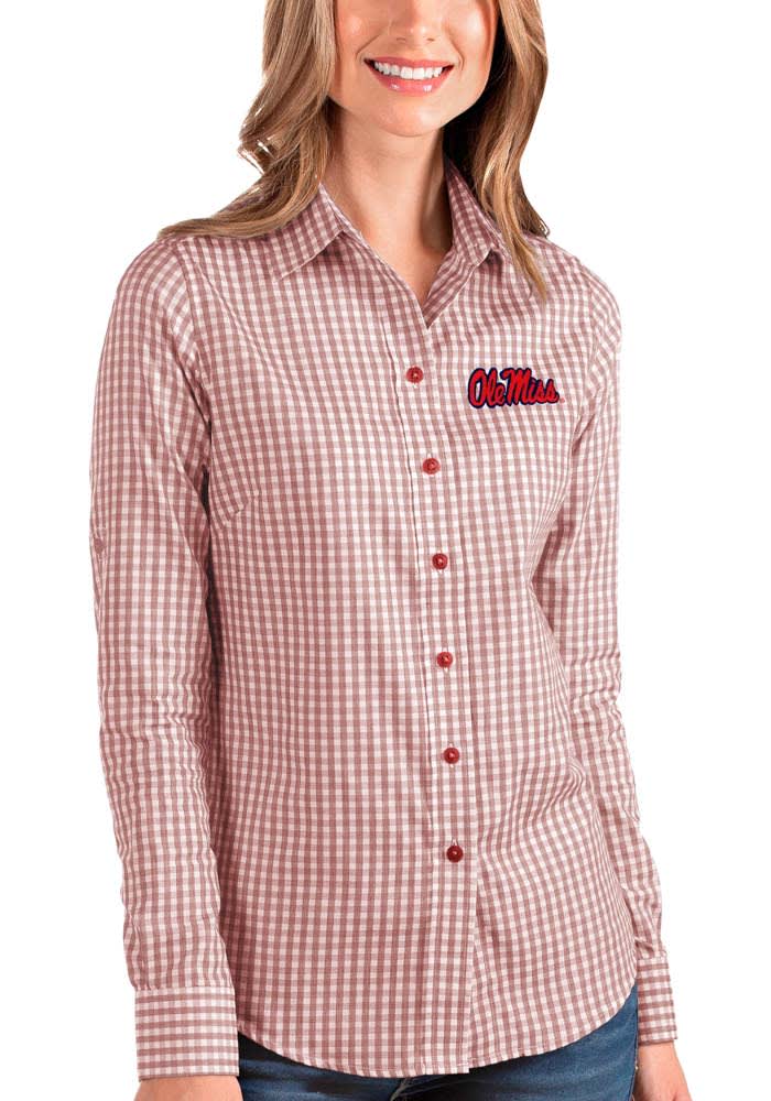 Antigua Ole Miss Rebels Womens Structure Long Sleeve Red Dress Shirt