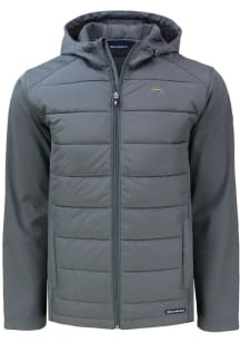 Cutter and Buck Los Angeles Chargers Mens Grey Evoke Hood Heavyweight Jacket