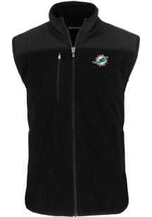 Cutter and Buck Miami Dolphins Mens Black Cascade Sherpa Sleeveless Jacket