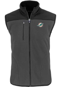 Cutter and Buck Miami Dolphins Mens Grey Cascade Sherpa Sleeveless Jacket