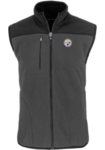 Cutter and Buck Pittsburgh Steelers Mens Grey Cascade Sherpa Sleeveless Jacket