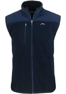 Cutter and Buck Los Angeles Chargers Mens Navy Blue Cascade Sherpa Sleeveless Jacket
