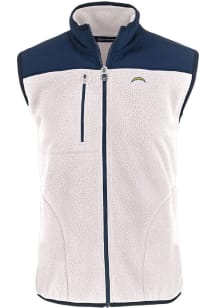 Cutter and Buck Los Angeles Chargers Mens White Cascade Sherpa Sleeveless Jacket
