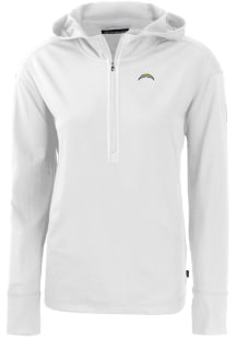 Cutter and Buck Los Angeles Chargers Womens White Daybreak Hood 1/4 Zip Pullover