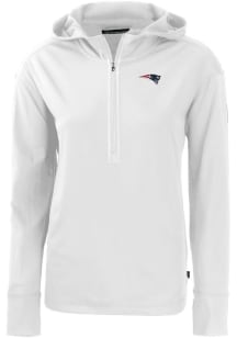 Cutter and Buck New England Patriots Womens White Daybreak Hood 1/4 Zip Pullover