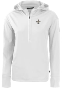 Cutter and Buck New Orleans Saints Womens White Daybreak Hood 1/4 Zip Pullover