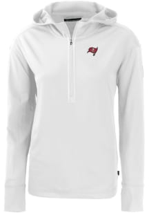 Cutter and Buck Tampa Bay Buccaneers Womens White Daybreak Hood 1/4 Zip Pullover