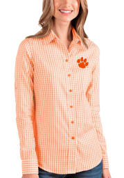 Antigua Clemson Tigers Womens Structure Long Sleeve Orange Dress Shirt