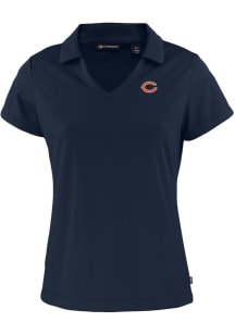 Cutter and Buck Chicago Bears Womens Navy Blue Daybreak V Neck Short Sleeve Polo Shirt