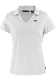 Cutter and Buck Baltimore Ravens Womens White Daybreak V Neck Short Sleeve Polo Shirt