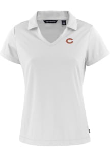 Cutter and Buck Chicago Bears Womens White Daybreak V Neck Short Sleeve Polo Shirt