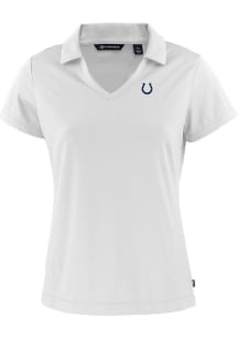 Cutter and Buck Indianapolis Colts Womens White Daybreak V Neck Short Sleeve Polo Shirt